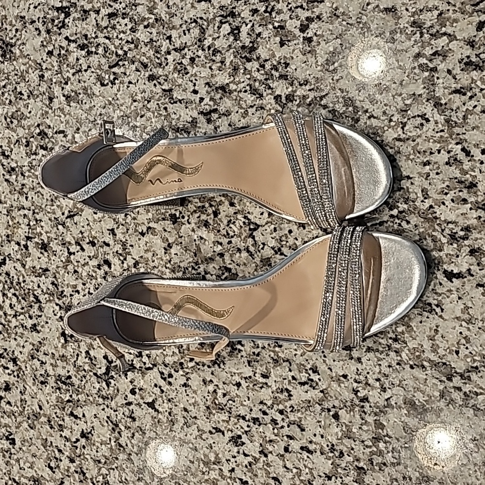 Rhinestone block heeled sandals